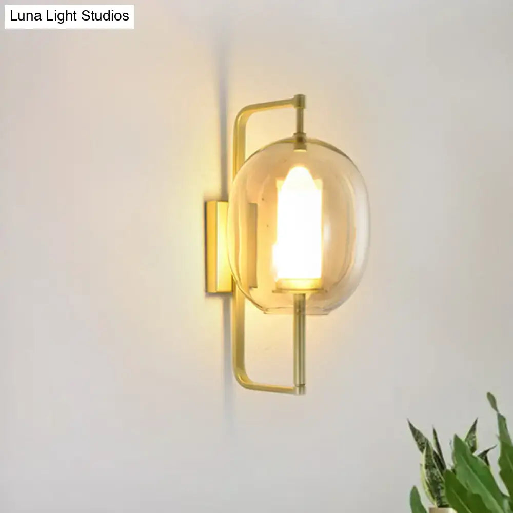 Gold Oval Glass Hallway Sconce