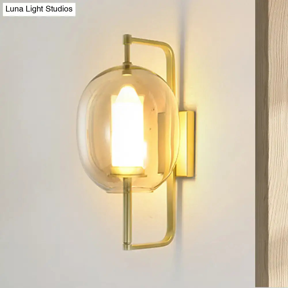 Gold Oval Glass Hallway Sconce