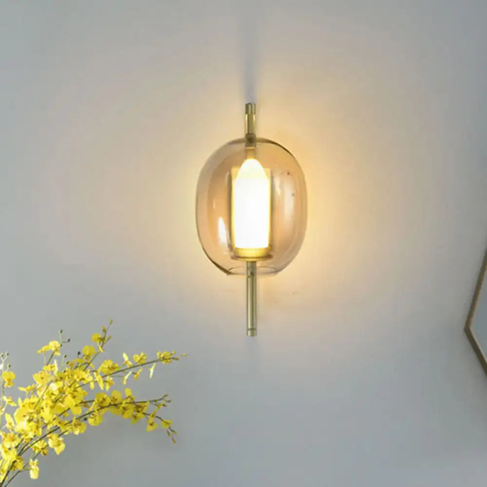 Gold Oval Glass Hallway Sconce