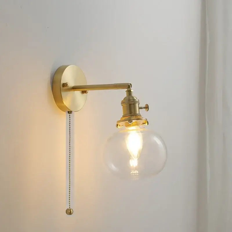 Brass Glass Ball Wall Sconce