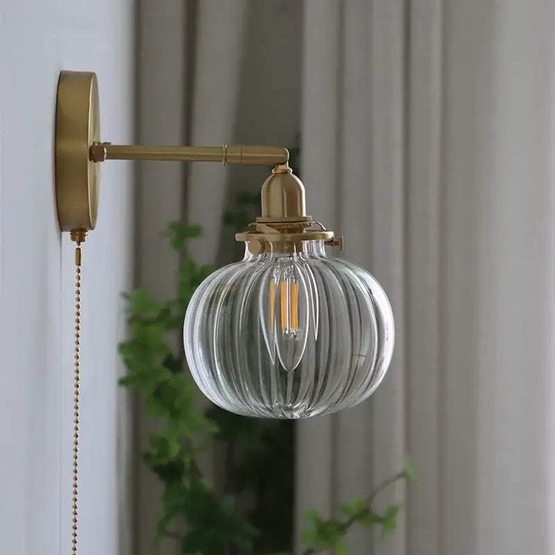 Brass Glass Ball Wall Sconce