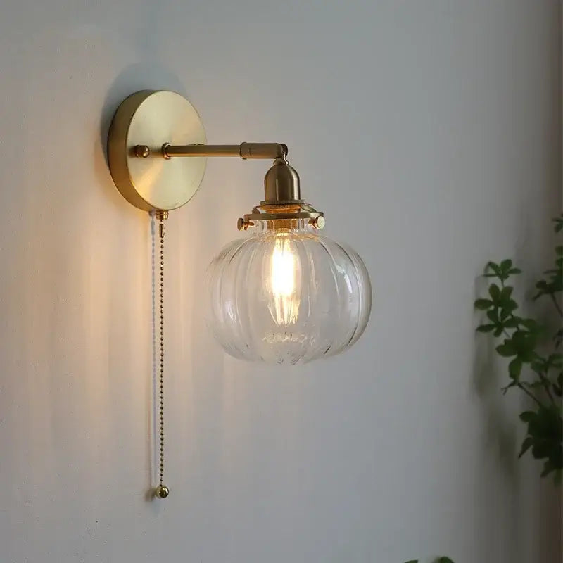 Brass Glass Ball Wall Sconce