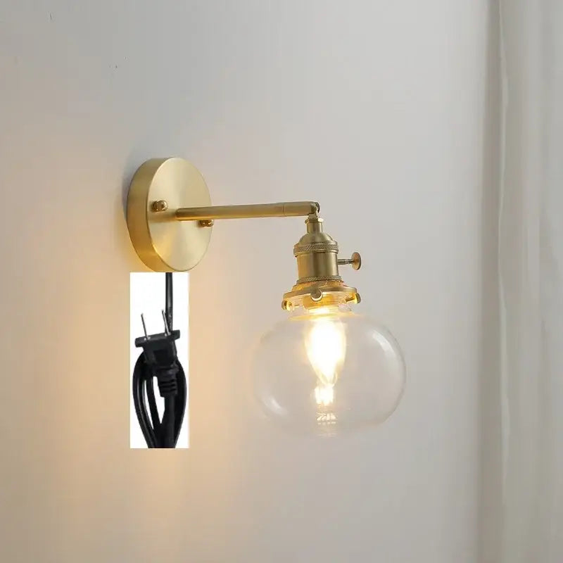 Brass Glass Ball Wall Sconce