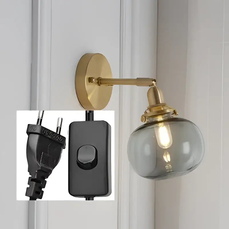Brass Glass Ball Wall Sconce
