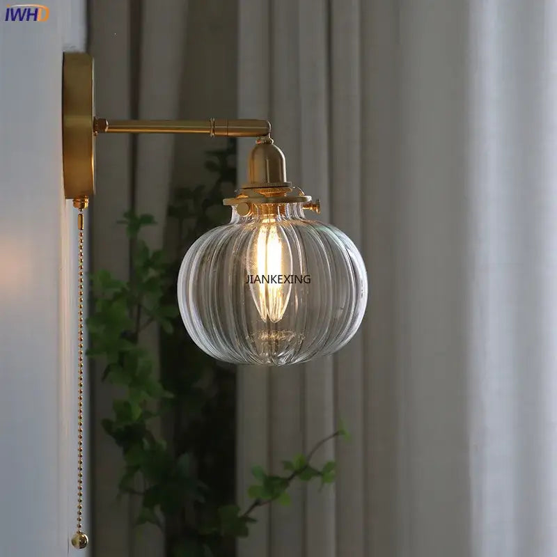 Brass Glass Ball Wall Sconce