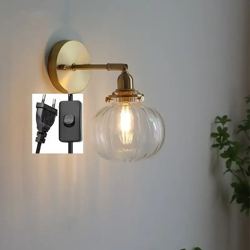 Brass Glass Ball Wall Sconce