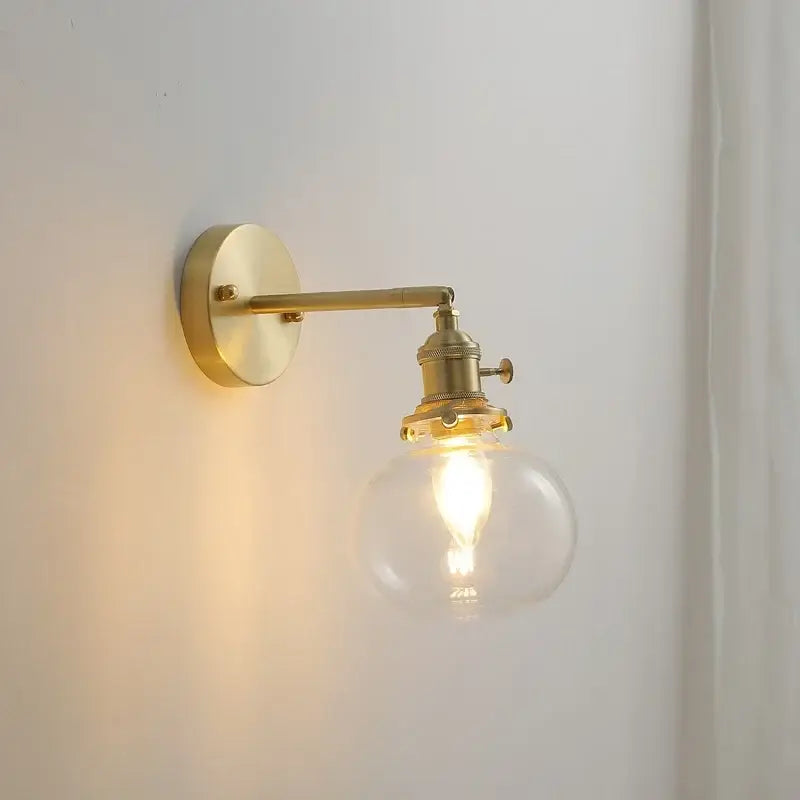 Brass Glass Ball Wall Sconce