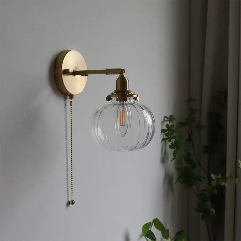 Brass Glass Ball Wall Sconce