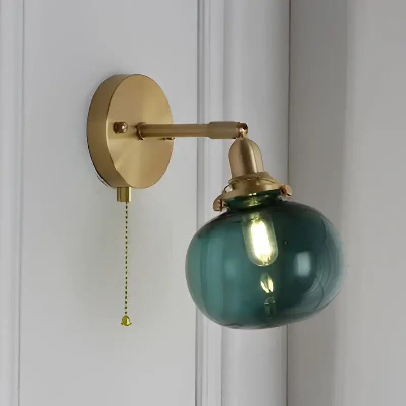 Brass Glass Ball Wall Sconce