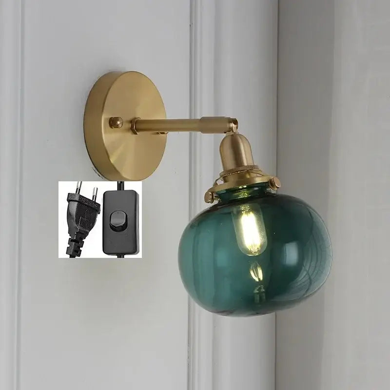 Brass Glass Ball Wall Sconce