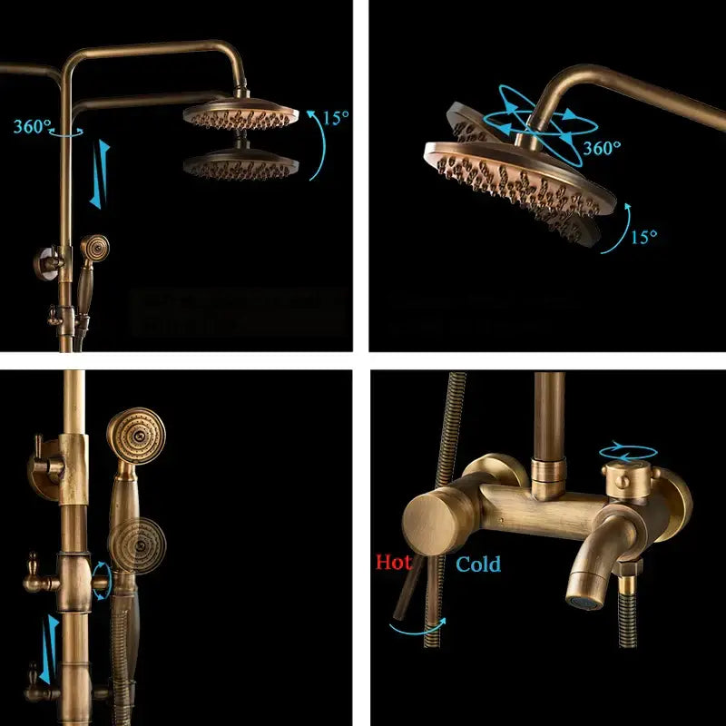 Brass Rainfall Shower Set with 8-Inch Head