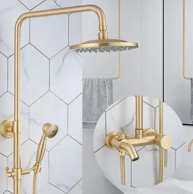 Brass Rainfall Shower Set with 8-Inch Head