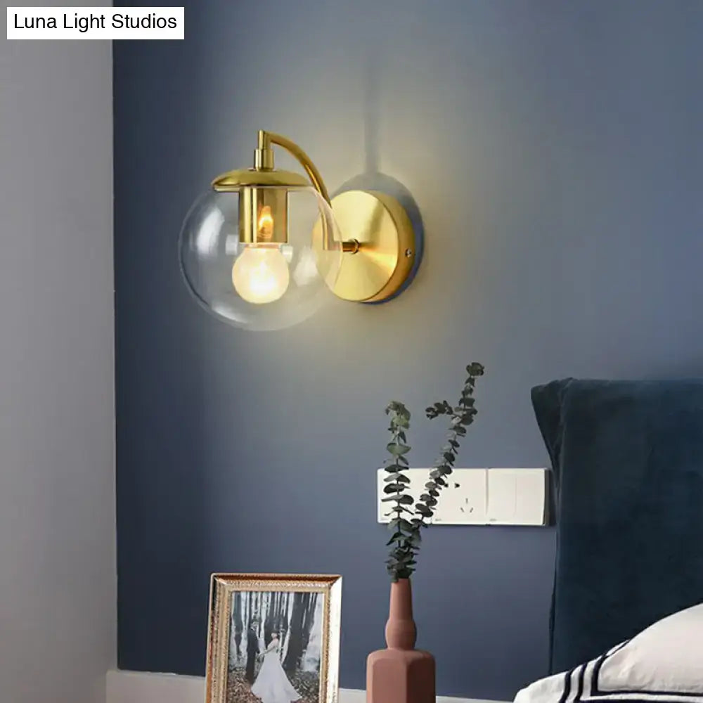 Brass Smoked Glass Stair Light