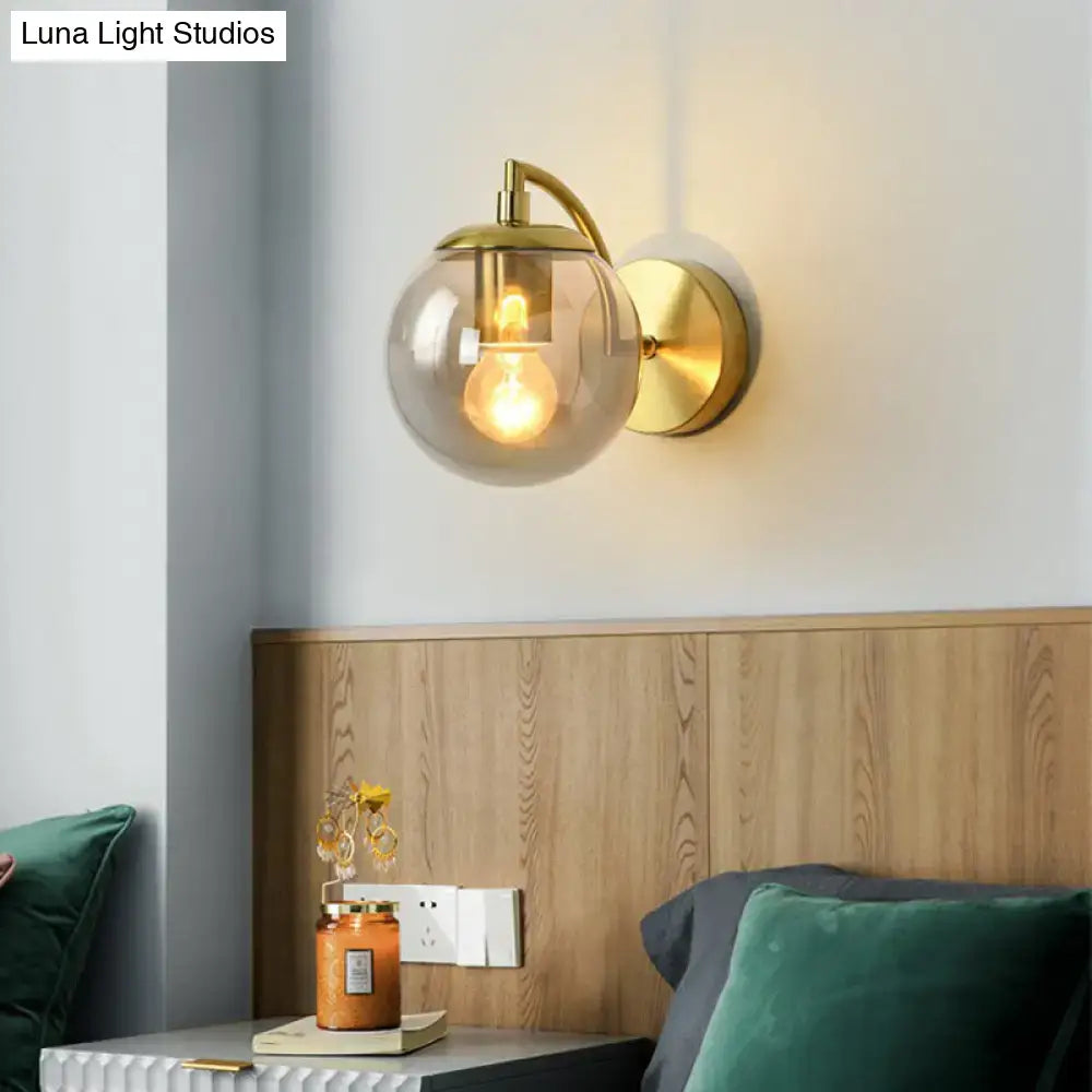 Brass Smoked Glass Stair Light