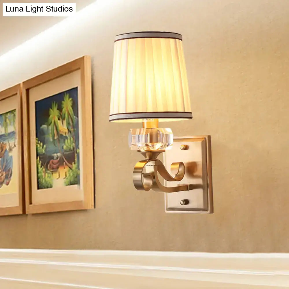 Brass Pleated Shade Sconce