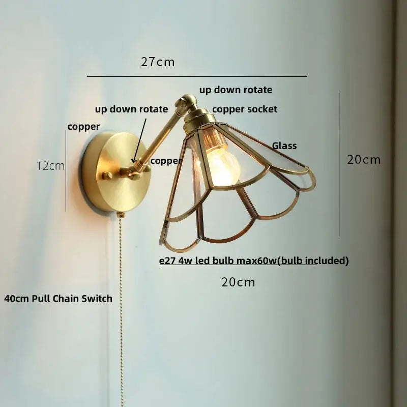 Brass Glass Globe Wall Lamp