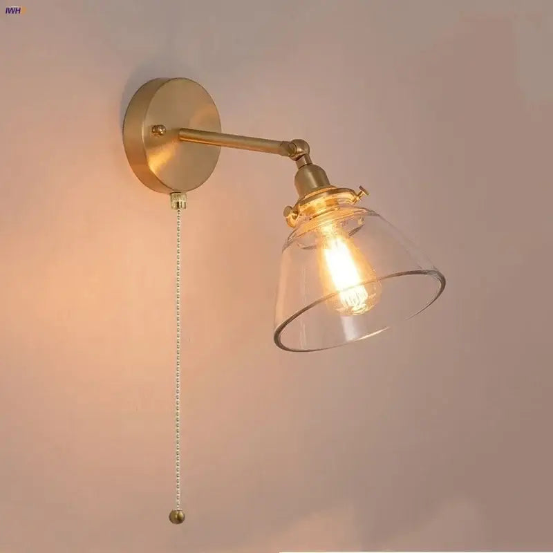 Brass Glass Globe Wall Lamp