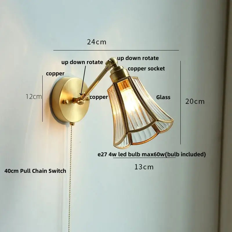 Brass Glass Globe Wall Lamp