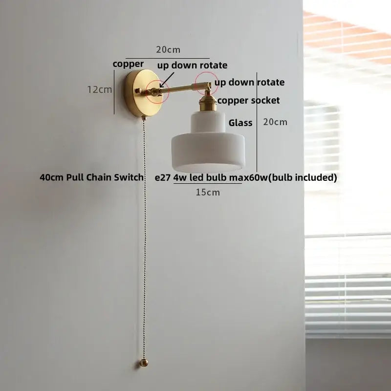 Brass Glass Globe Wall Lamp
