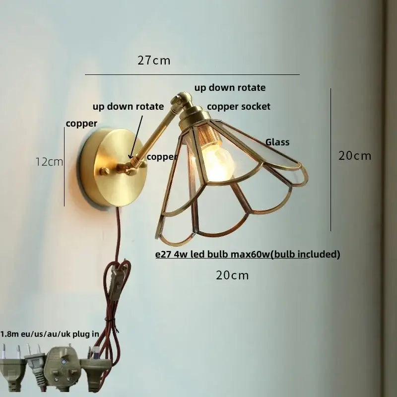 Brass Glass Globe Wall Lamp