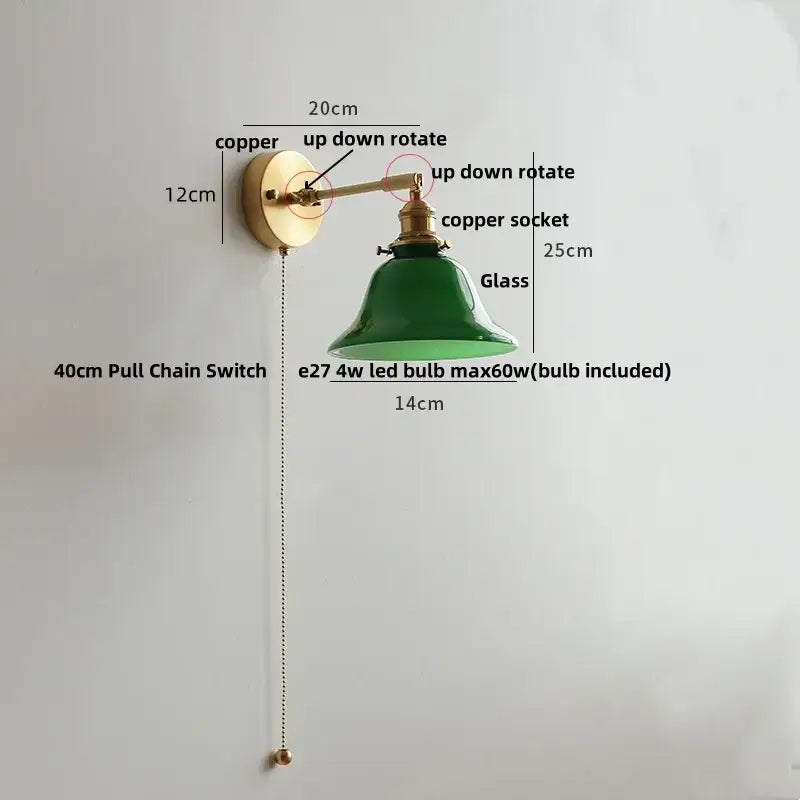 Brass Glass Globe Wall Lamp