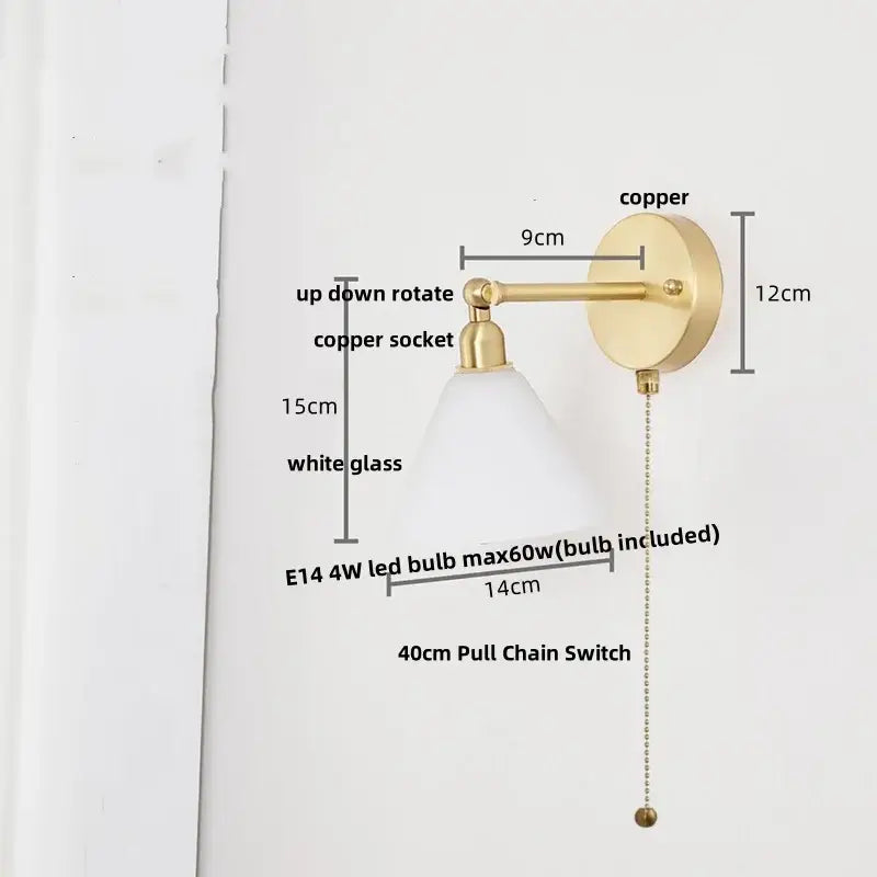 Brass Glass Globe Wall Lamp