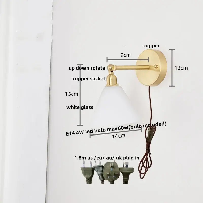 Brass Glass Globe Wall Lamp