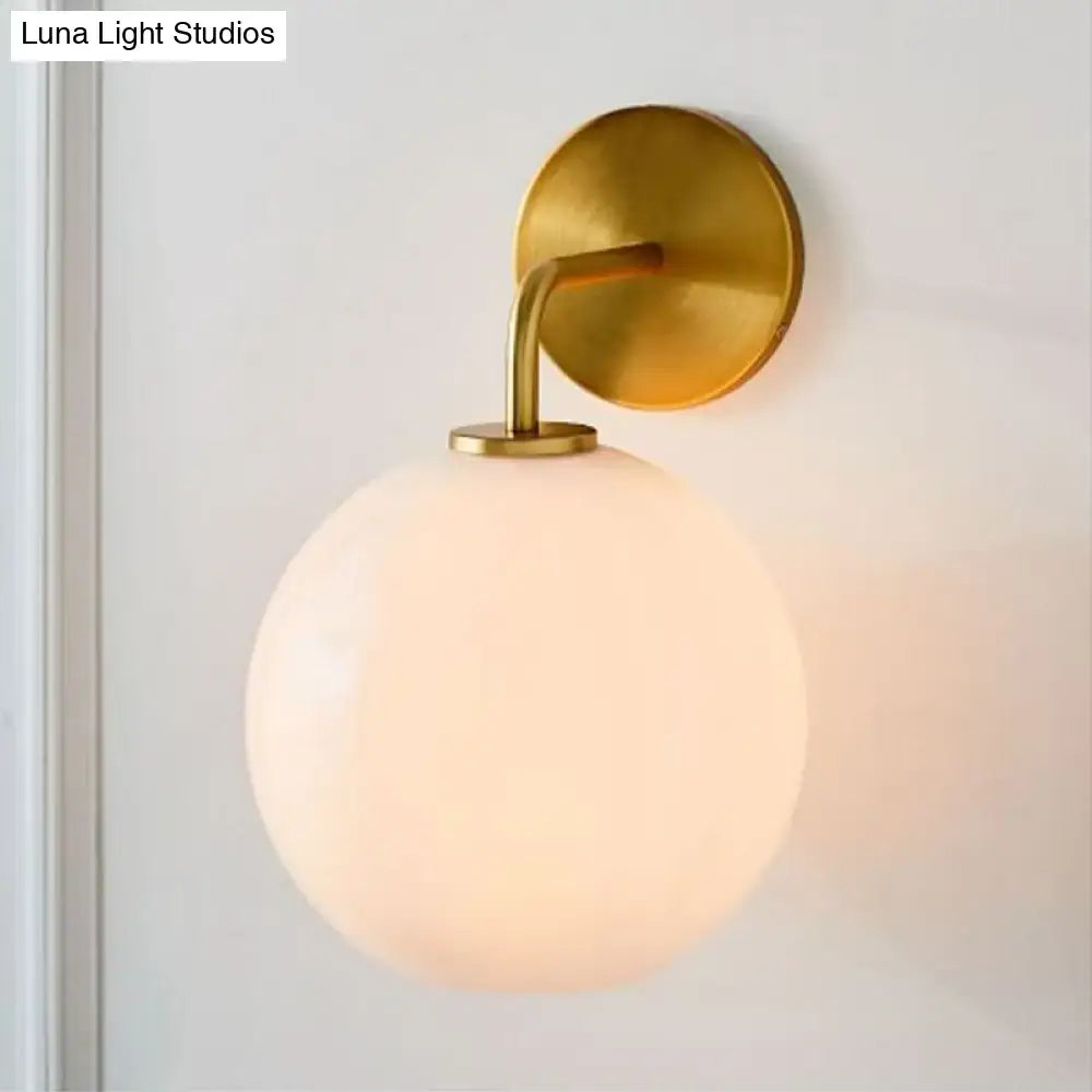 Brass White Glass Wall Lamp