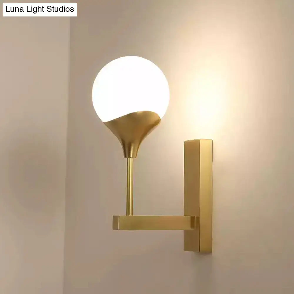 Brass Cream Glass Wall Lamp