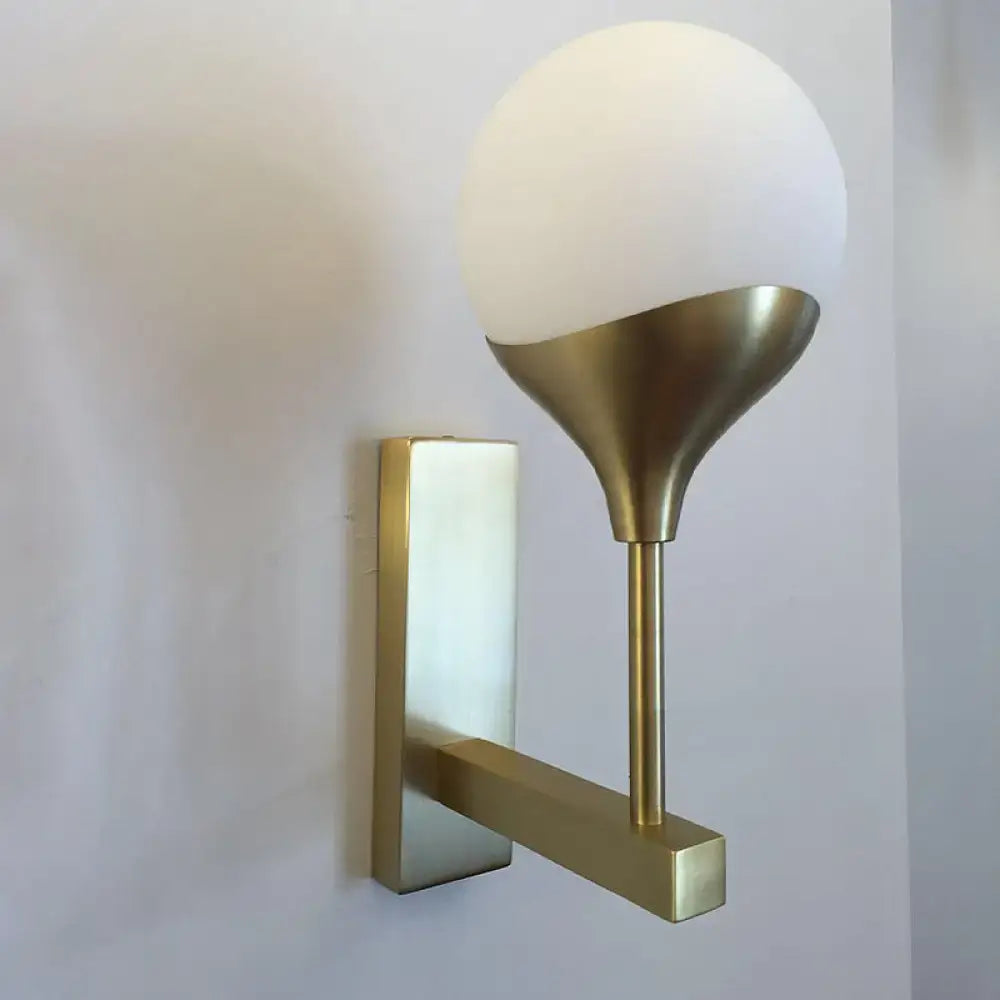 Brass Cream Glass Wall Lamp