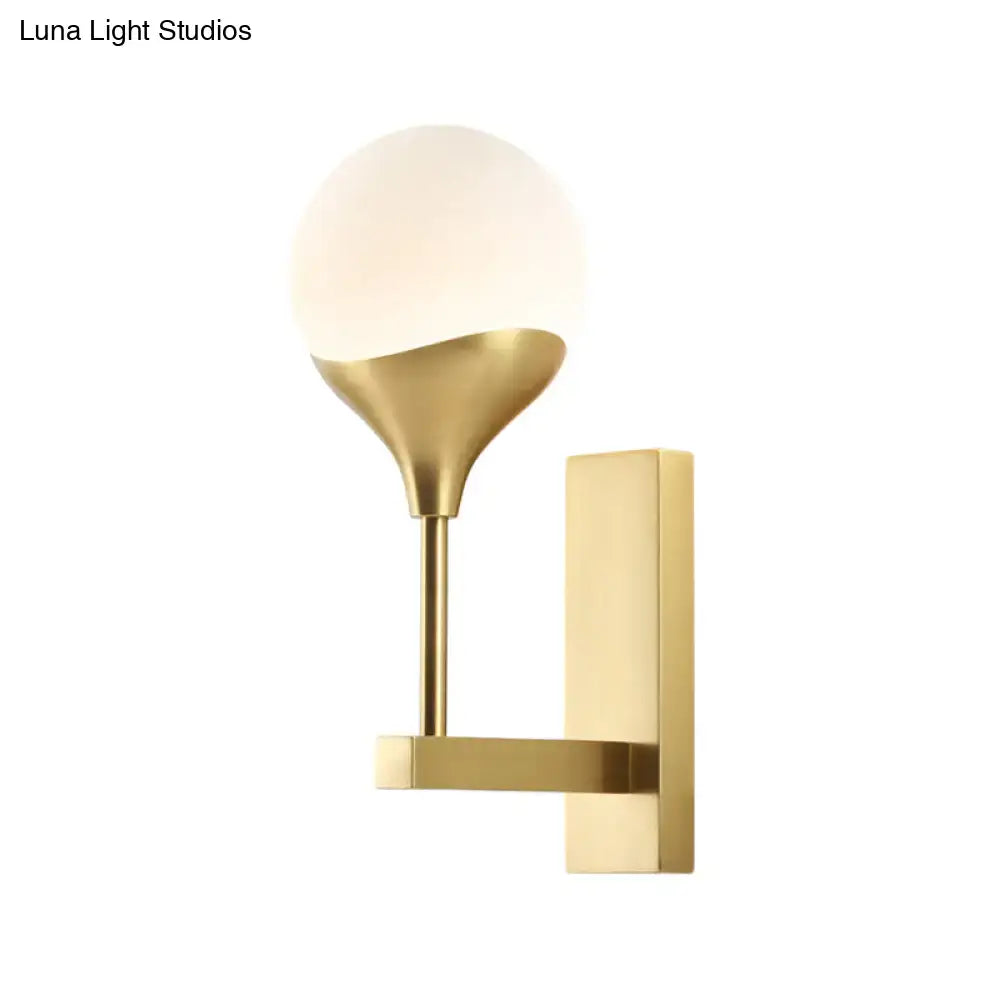 Brass Cream Glass Wall Lamp