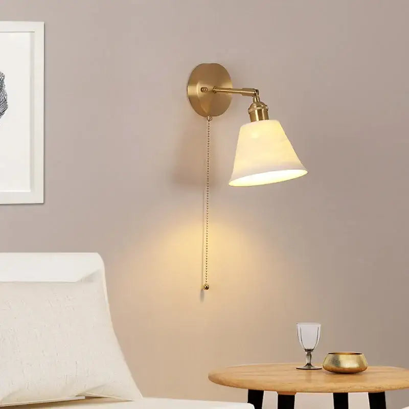 Brass Frosted Glass Wall Lamp