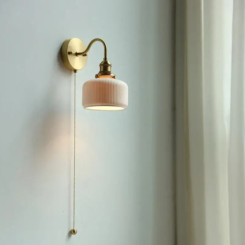 Brass Ribbed Glass Lamp