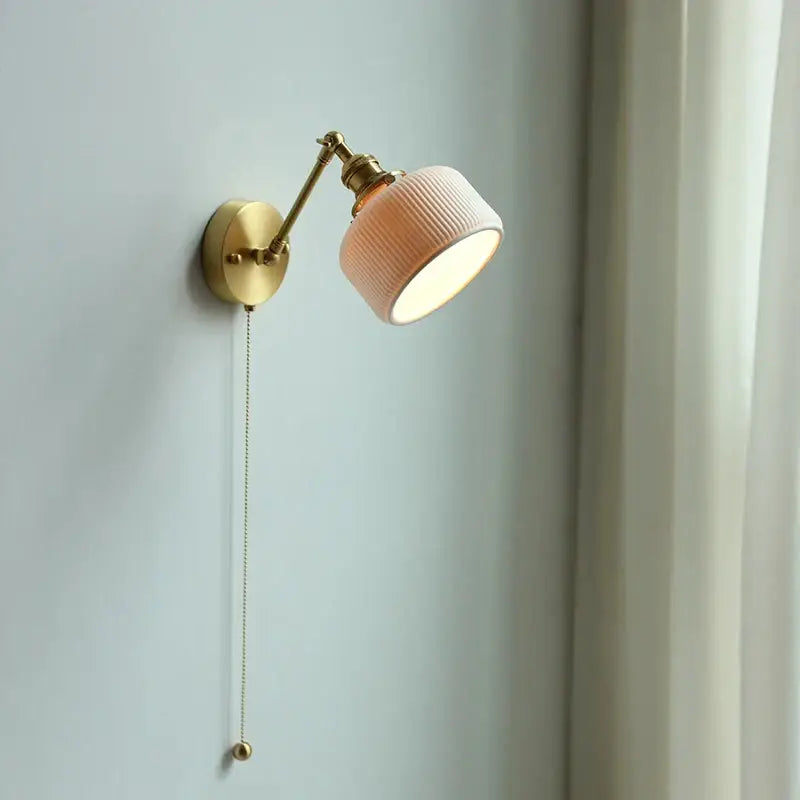 Brass Ribbed Glass Lamp