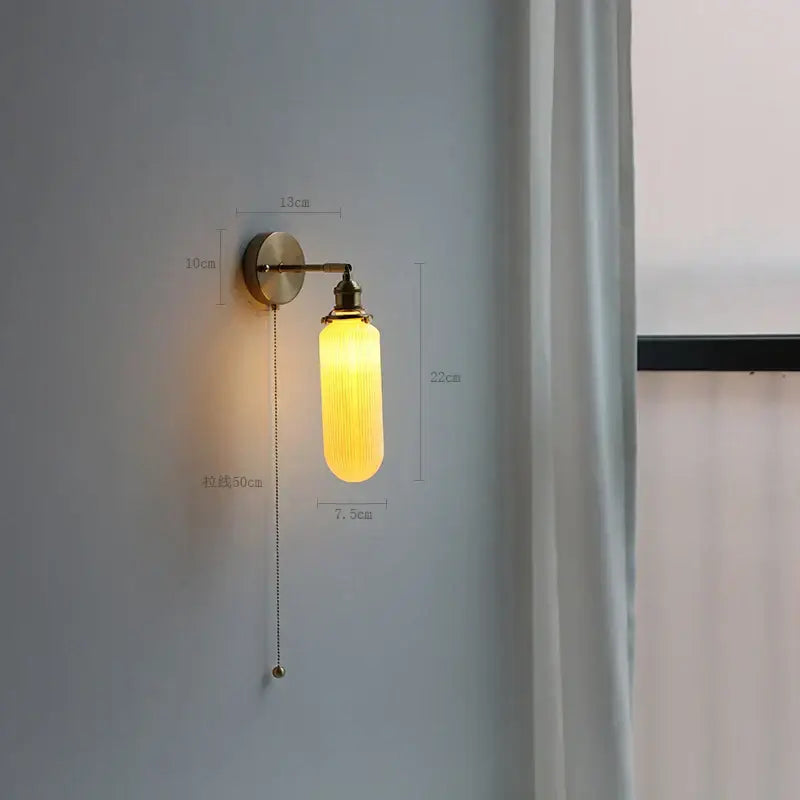 Brass Ribbed Glass Lamp