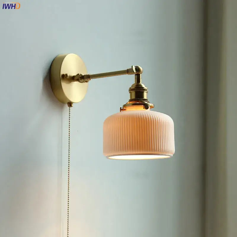 Brass Ribbed Glass Lamp
