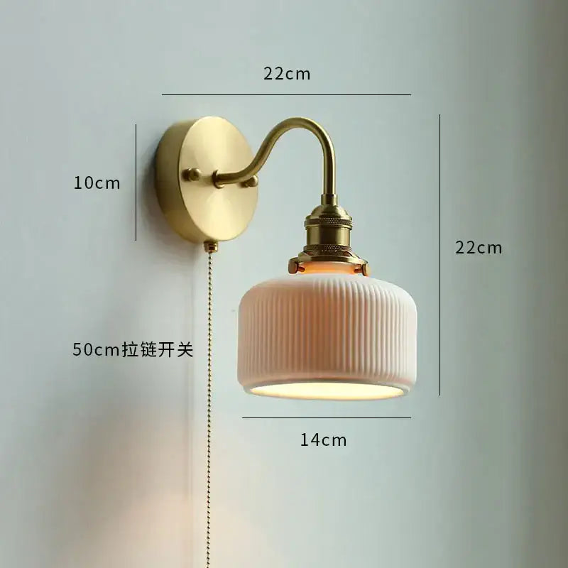 Brass Ribbed Glass Lamp