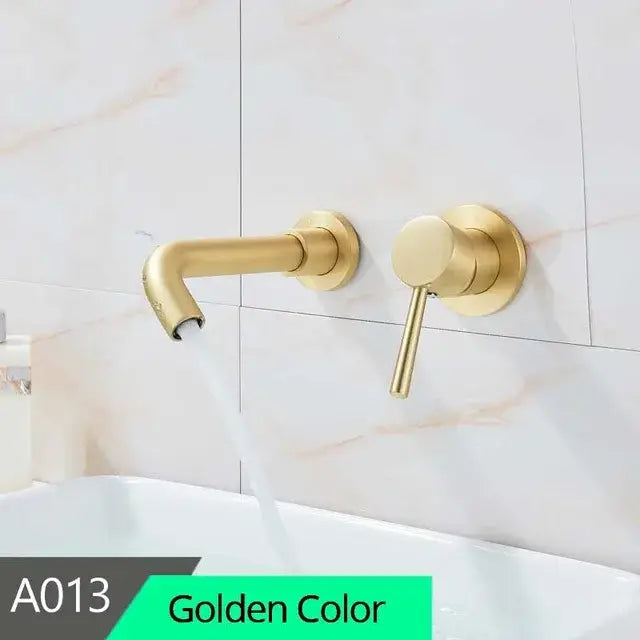 Brass Curved Spout Wall-Mount Basin Faucet