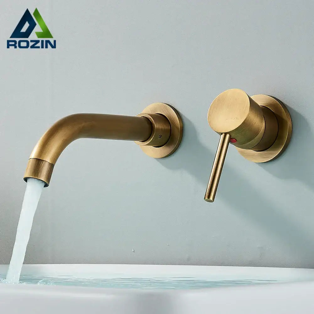 Brass Curved Spout Wall-Mount Basin Faucet