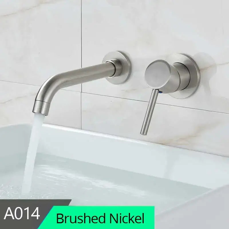 Brass Curved Spout Wall-Mount Basin Faucet