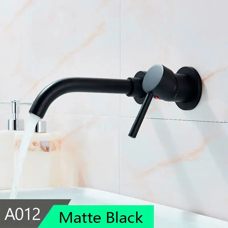 Brass Curved Spout Wall-Mount Basin Faucet
