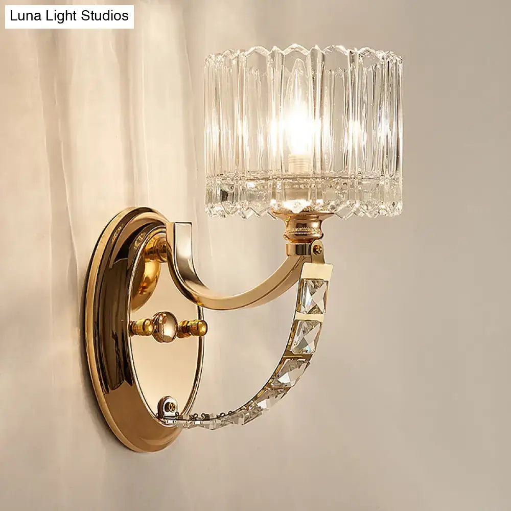 Brass Faceted Glass Sconce
