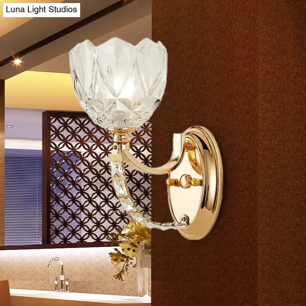 Brass Faceted Glass Sconce
