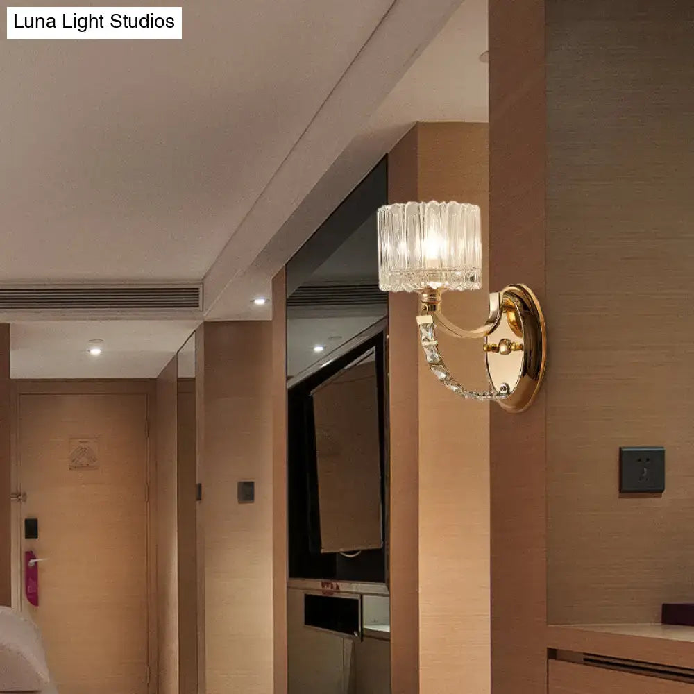 Brass Faceted Glass Sconce