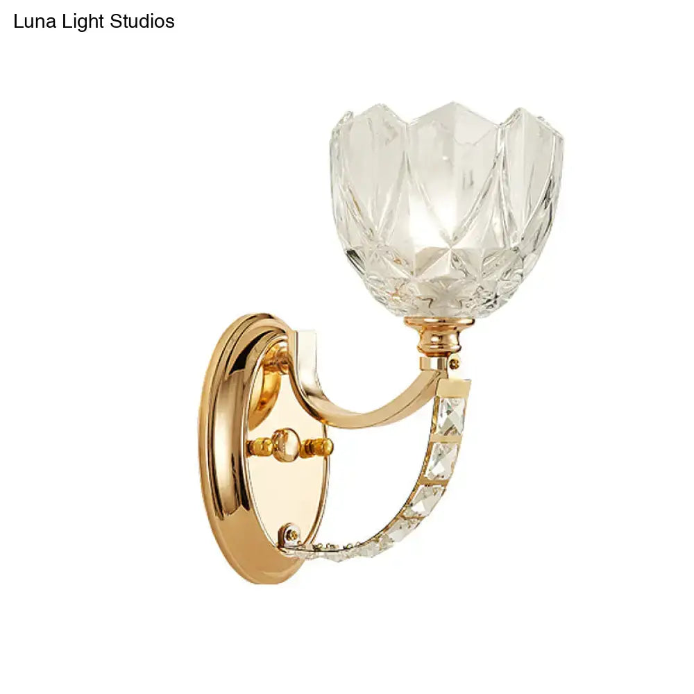 Brass Faceted Glass Sconce