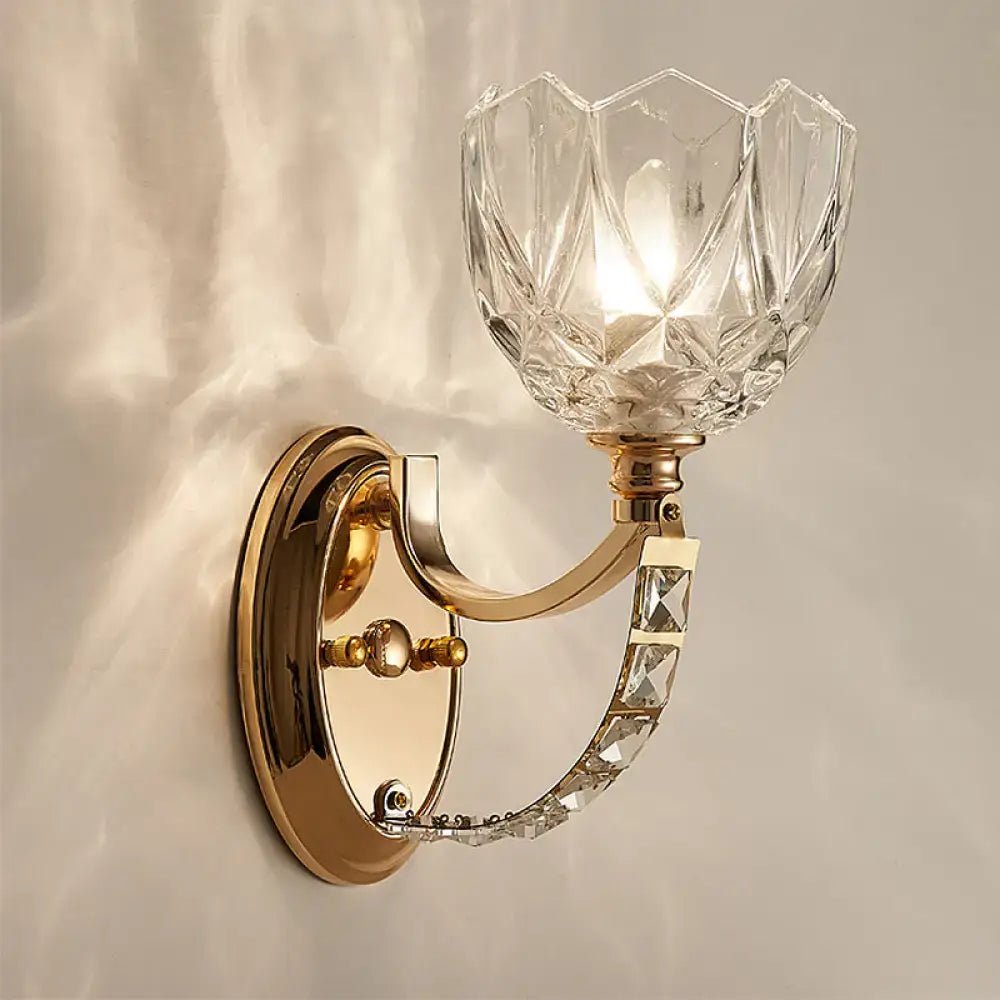 Brass Faceted Glass Sconce