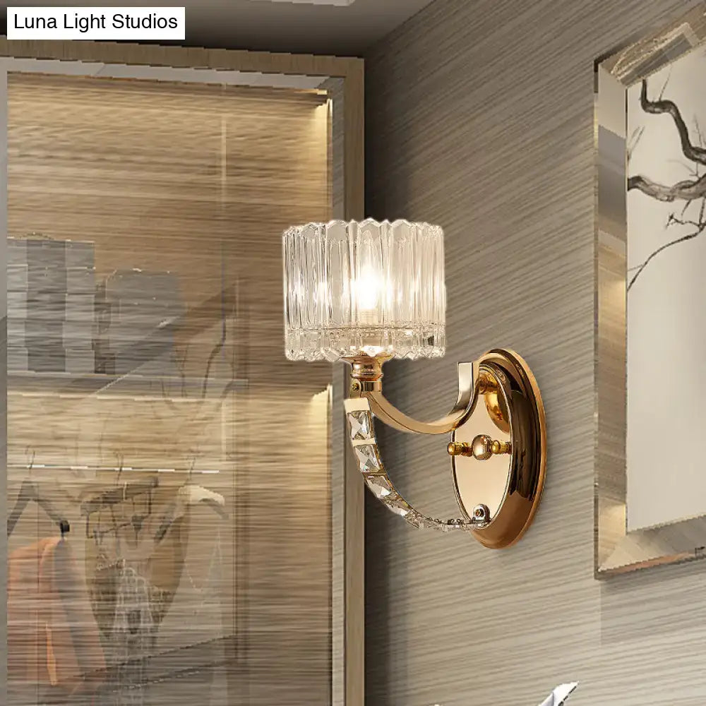 Brass Faceted Glass Sconce