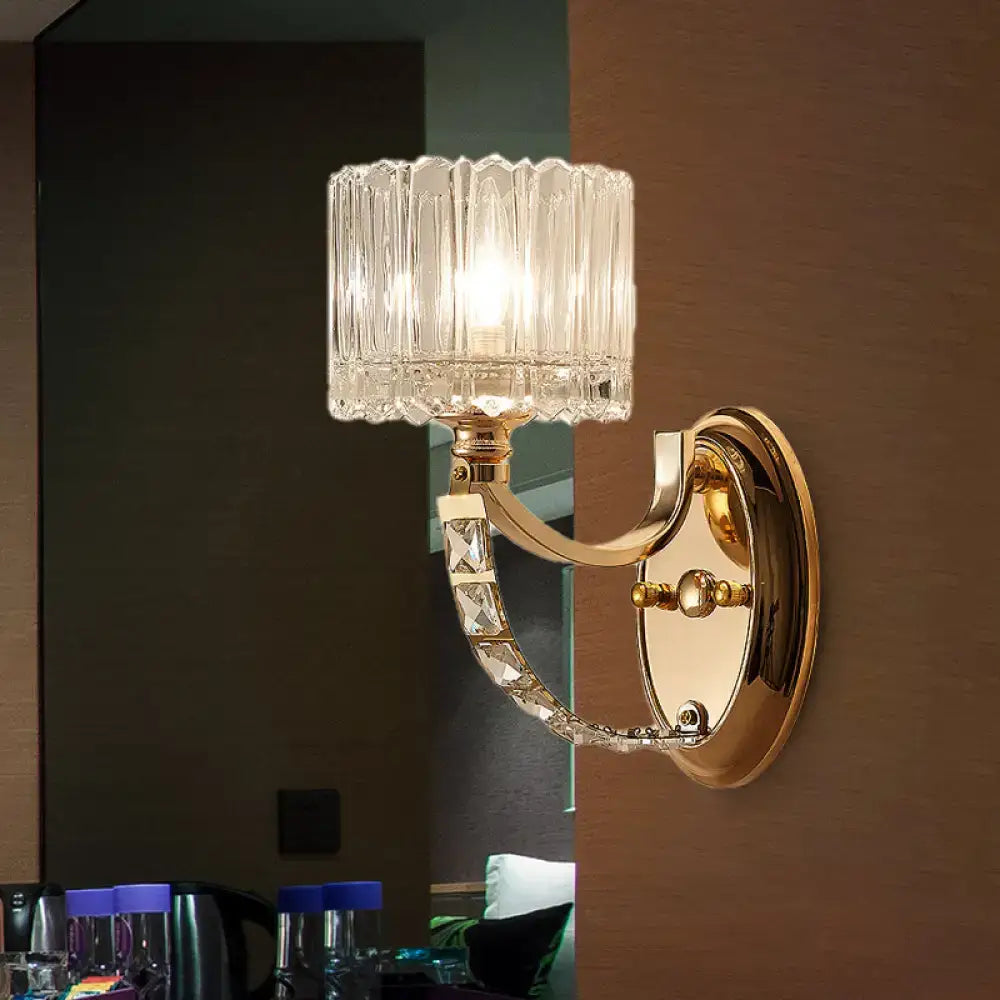 Brass Faceted Glass Sconce