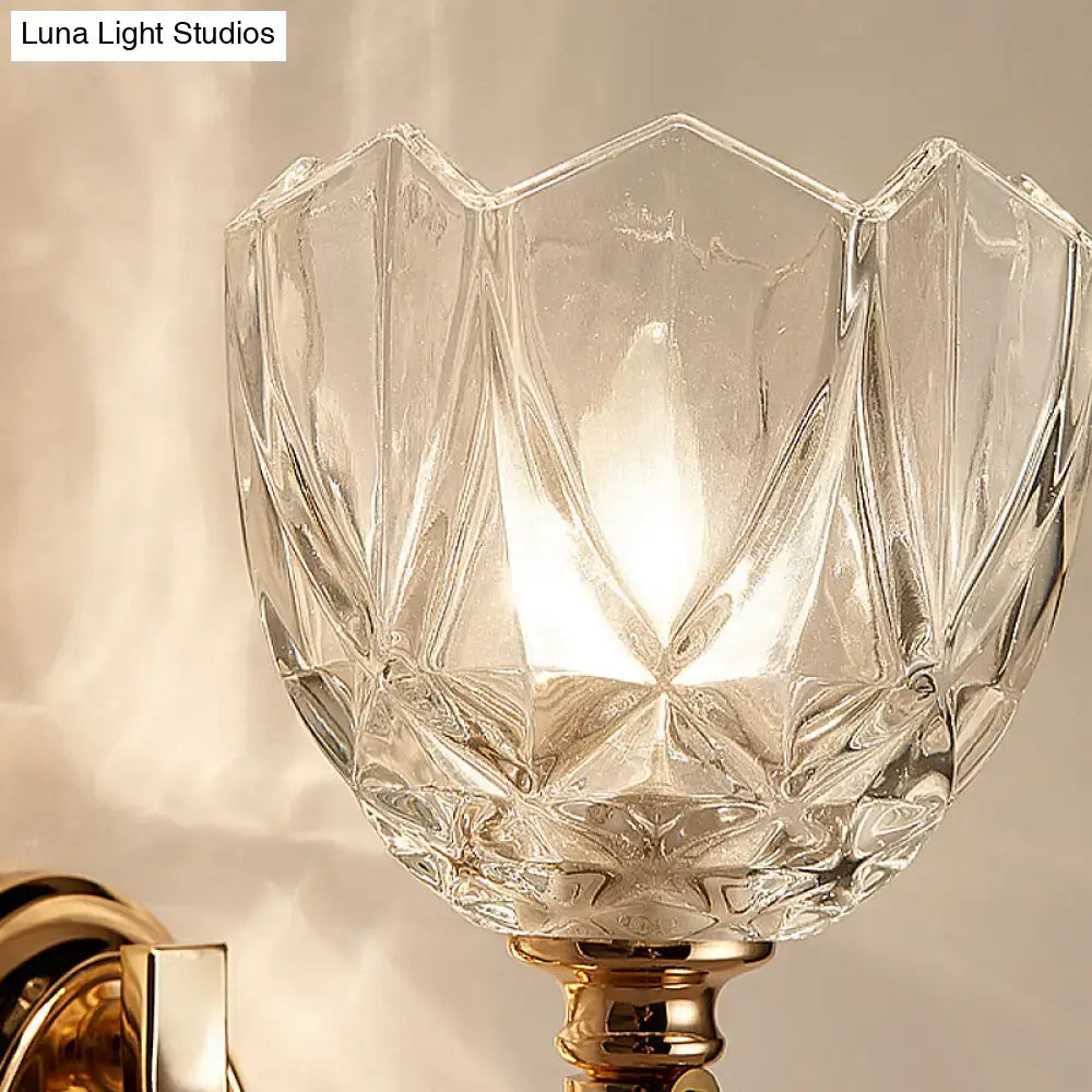 Brass Faceted Glass Sconce