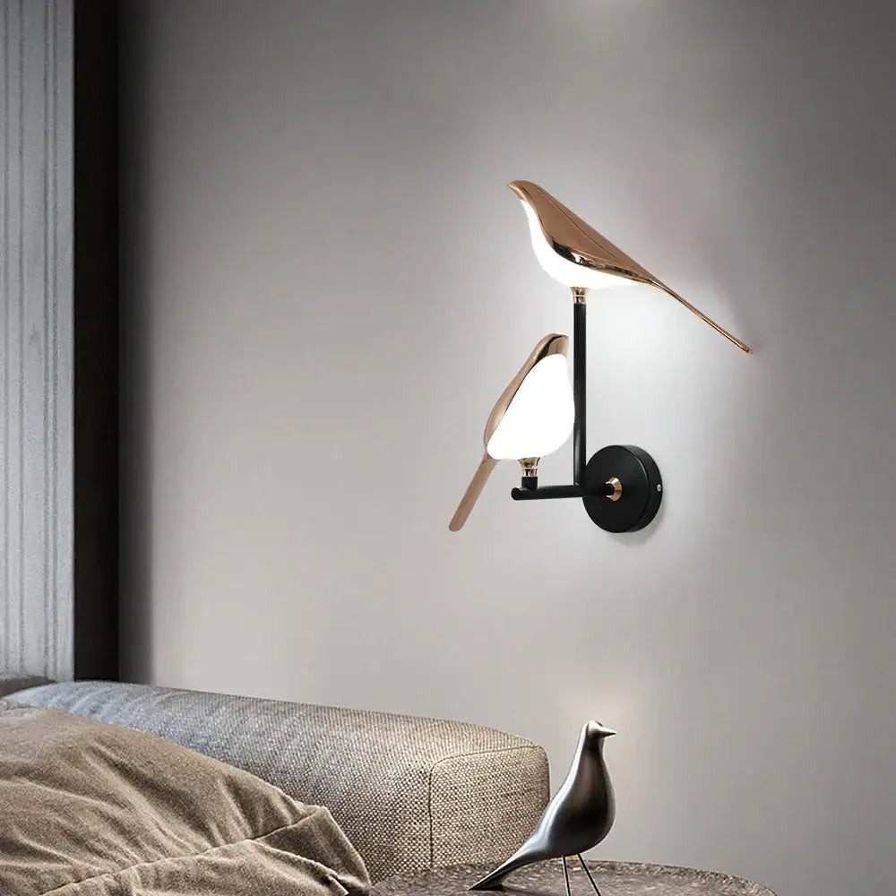 Bronze Bird Wall Sconce Pair